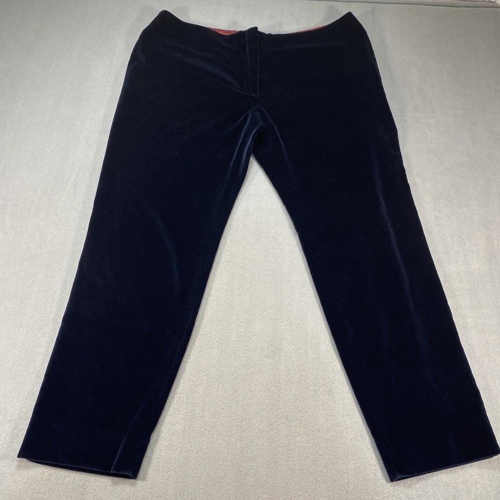 Bernard Zins Paris Velvet Womens Pull On Pants Navy Blue Size 16 Quiet Luxury